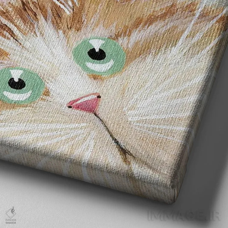 تابلو دکوراتیو سلفی صورتی و طلایی اثر کیم هاسکینز - نمای نزدیک بافت بوم