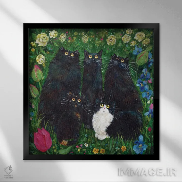 تابلو دکوراتیو دیزی، تریکل، لولو، پپسی، کریپس اثر کیم هاسکینز - نمای قابدار مشکی