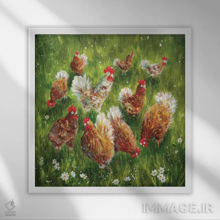 تابلو دکوراتیو مهمانی پیک نیک اثر کیم هاسکینز - نمای قابدار سفید