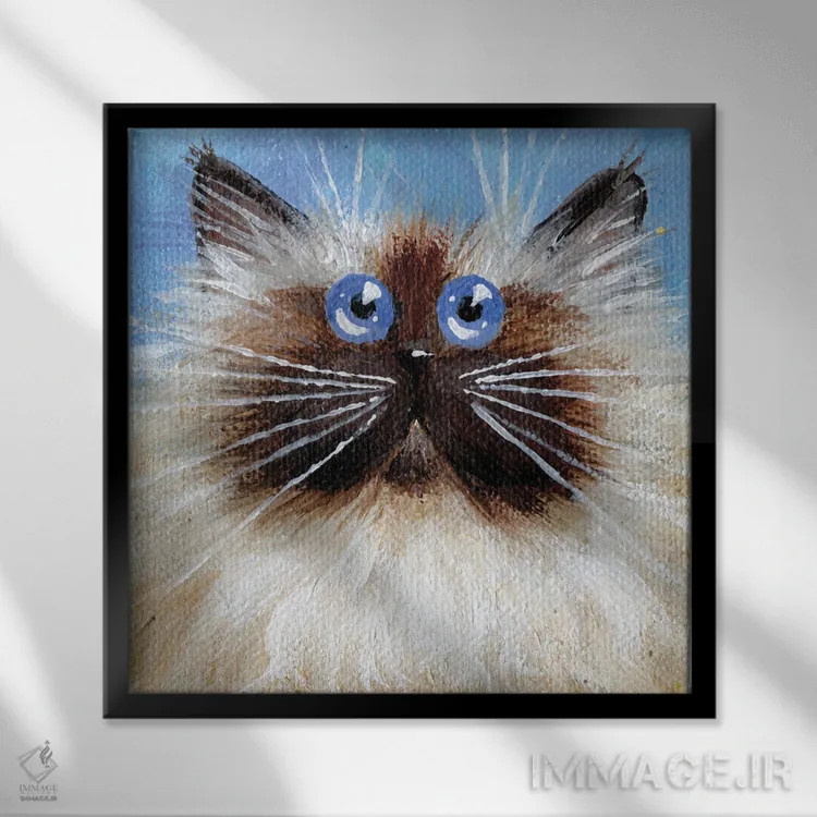 تابلو دکوراتیو سیل پوینت کوچک روی آبی اثر کیم هاسکینز - نمای قابدار مشکی