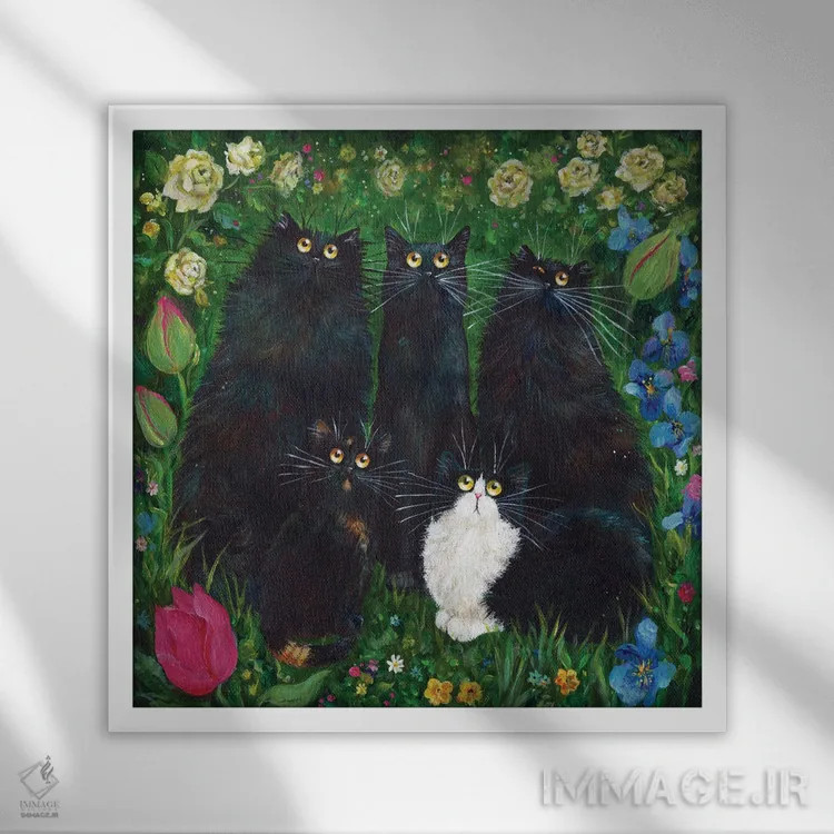 تابلو دکوراتیو دیزی، تریکل، لولو، پپسی، کریپس اثر کیم هاسکینز - نمای قابدار سفید