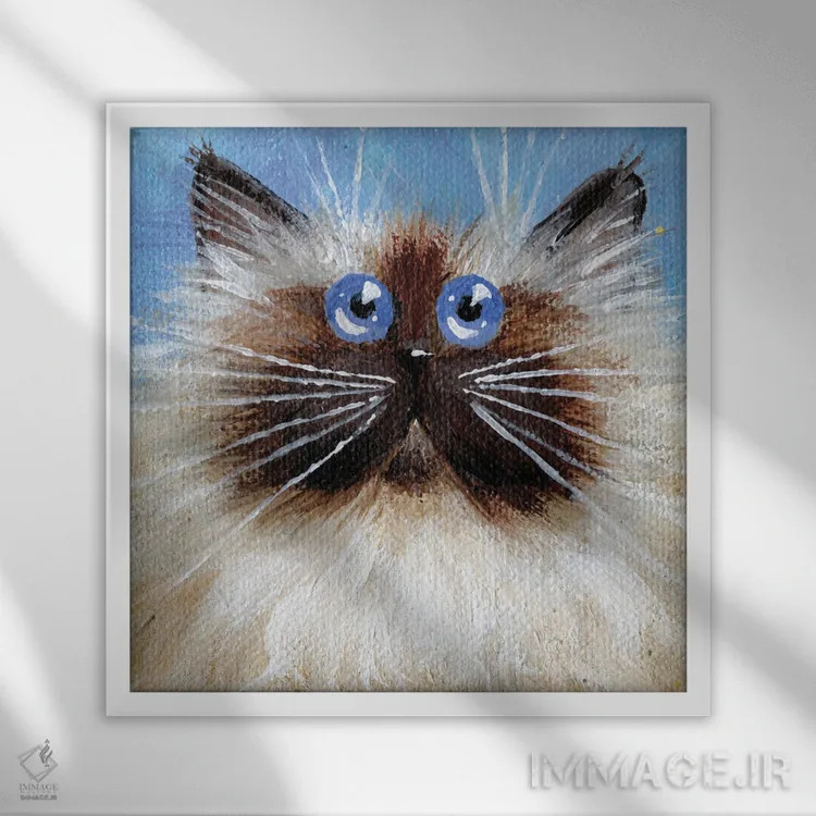 تابلو دکوراتیو سیل پوینت کوچک روی آبی اثر کیم هاسکینز - نمای قابدار سفید