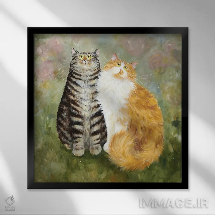 تابلو دکوراتیو پادی و کیران اثر کیم هاسکینز - نمای قابدار مشکی