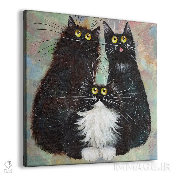 تابلو دکوراتیو سه نفره سیاه و سفید اثر کیم هاسکینز - نمای پرسپکتیو محصول