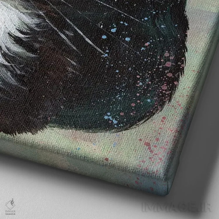 تابلو دکوراتیو سه نفره سیاه و سفید اثر کیم هاسکینز - نمای نزدیک بافت بوم