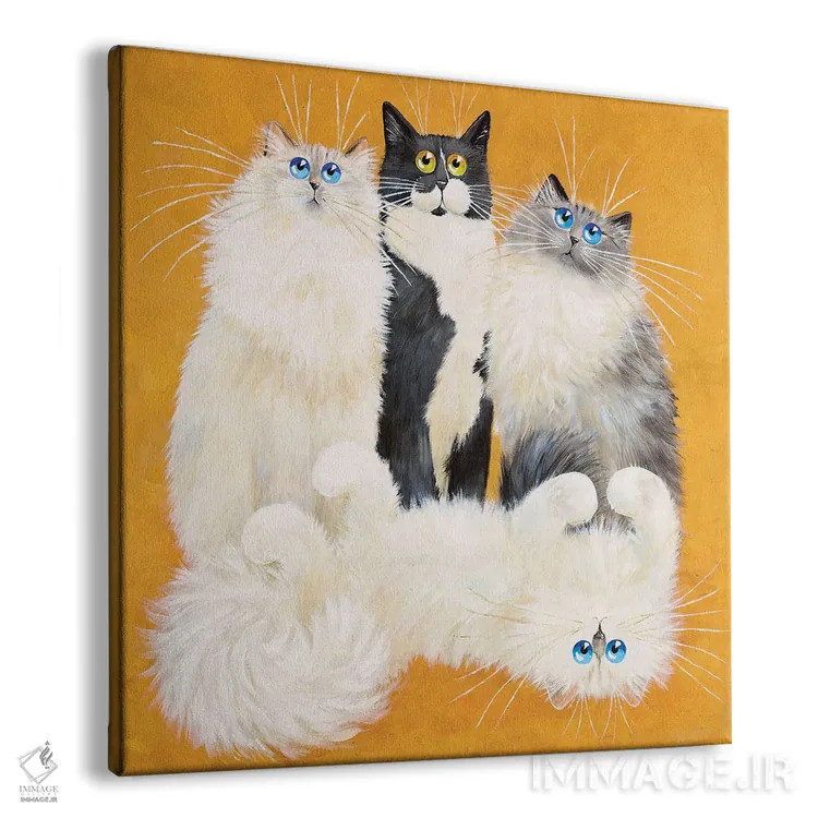 تابلو دکوراتیو میتن و گربه های عروسکی اثر کیم هاسکینز - نمای پرسپکتیو محصول