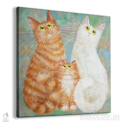 تابلو دکوراتیو سه نفره نارنجی و سفید اثر کیم هاسکینز - نمای پرسپکتیو محصول