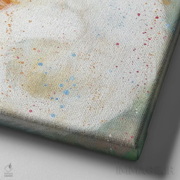 تابلو دکوراتیو سه نفره نارنجی و سفید اثر کیم هاسکینز - نمای نزدیک بافت بوم