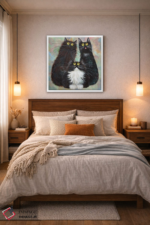 تابلو دکوراتیو سه نفره سیاه و سفید اثر کیم هاسکینز - D5W