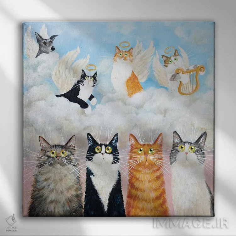 تابلو دکوراتیو روی زمین و در بهشت اثر کیم هاسکینز - نمای روبهرو روی دیوار