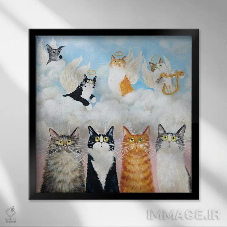 تابلو دکوراتیو روی زمین و در بهشت اثر کیم هاسکینز - نمای قابدار مشکی