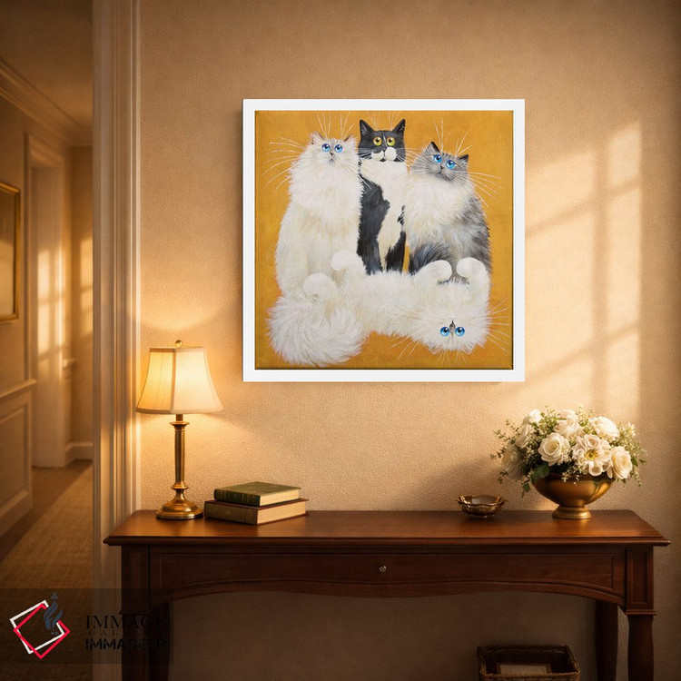 تابلو دکوراتیو میتن و گربه های عروسکی اثر کیم هاسکینز - D1W