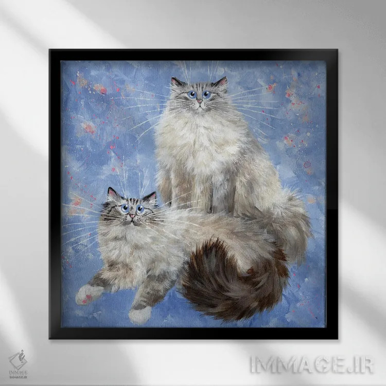 تابلو دکوراتیو آریانا و ویلو اثر کیم هاسکینز - نمای قابدار مشکی