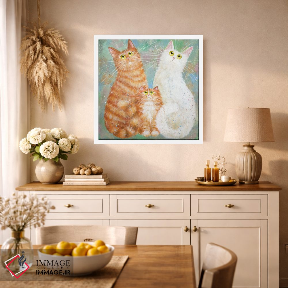 تابلو دکوراتیو سه نفره نارنجی و سفید اثر کیم هاسکینز - D1W