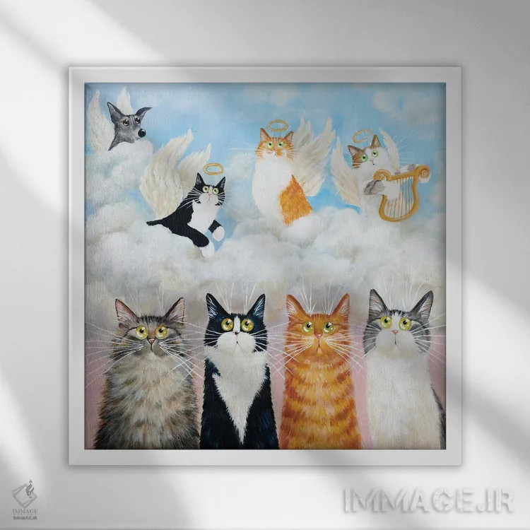 تابلو دکوراتیو روی زمین و در بهشت اثر کیم هاسکینز - نمای قابدار سفید