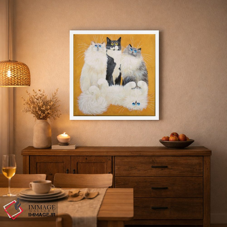 تابلو دکوراتیو میتن و گربه های عروسکی اثر کیم هاسکینز - D2W