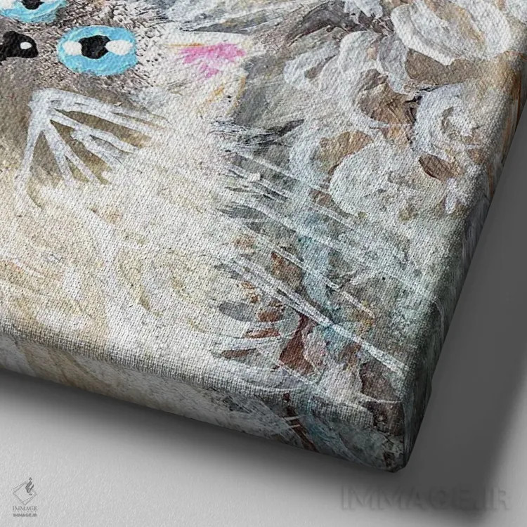 تابلو دکوراتیو مینی سون اثر کیم هاسکینز - نمای نزدیک بافت بوم