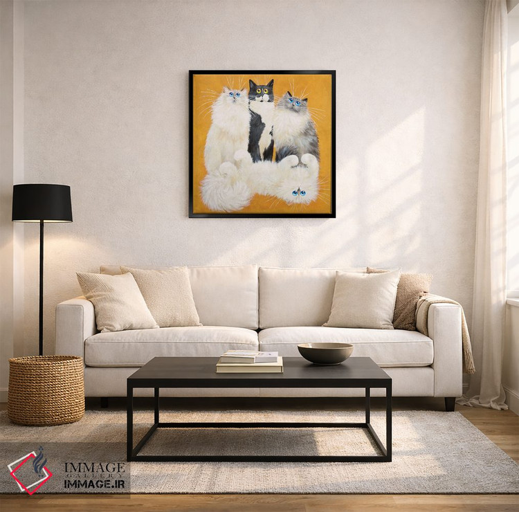 تابلو دکوراتیو میتن و گربه های عروسکی اثر کیم هاسکینز - D3B