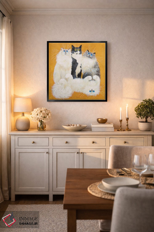 تابلو دکوراتیو میتن و گربه های عروسکی اثر کیم هاسکینز - D5B