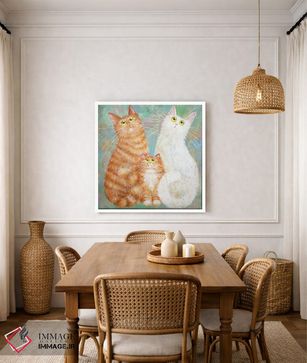 تابلو دکوراتیو سه نفره نارنجی و سفید اثر کیم هاسکینز - D5W