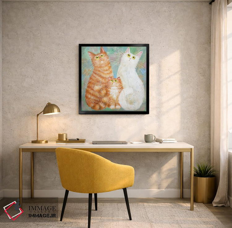 تابلو دکوراتیو سه نفره نارنجی و سفید اثر کیم هاسکینز - D6B