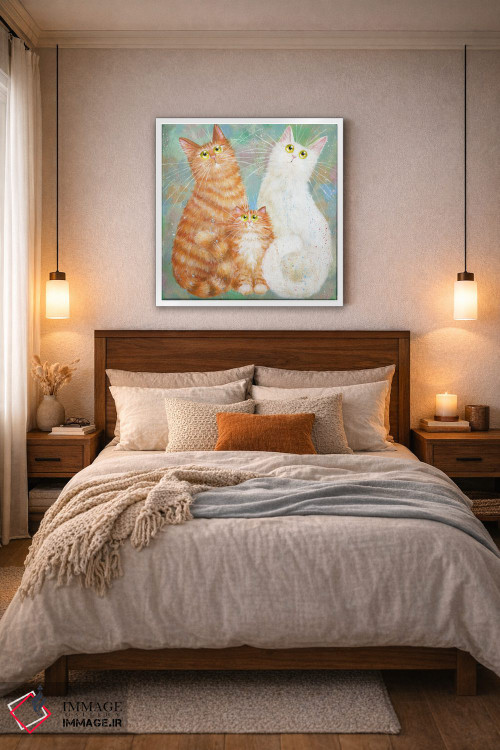 تابلو دکوراتیو سه نفره نارنجی و سفید اثر کیم هاسکینز - D4W