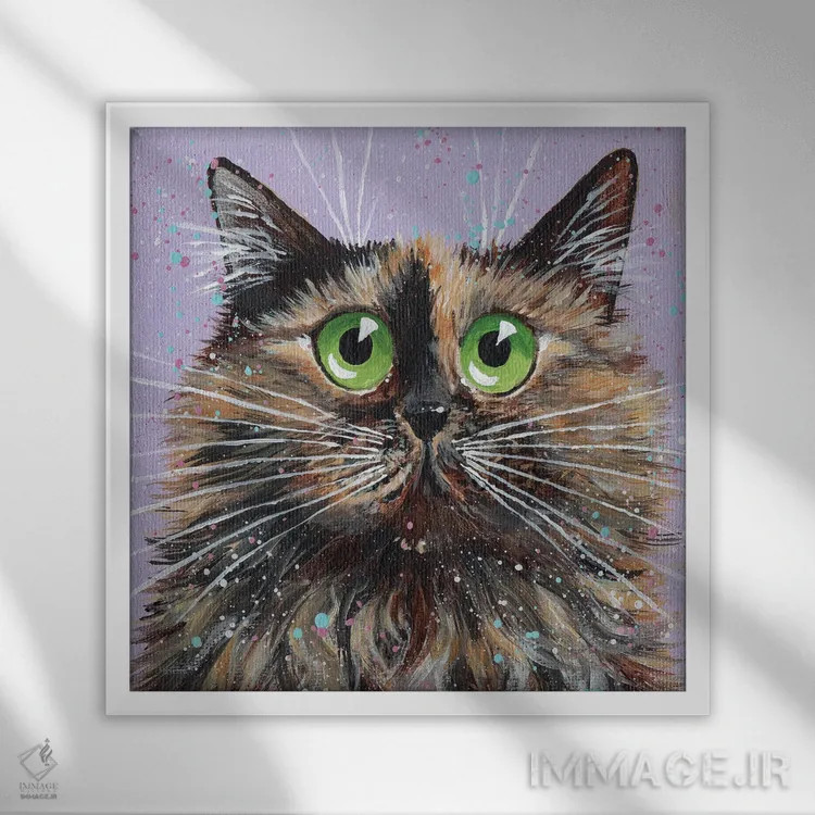 تابلو دکوراتیو پشمالو اثر کیم هاسکینز - نمای قابدار سفید