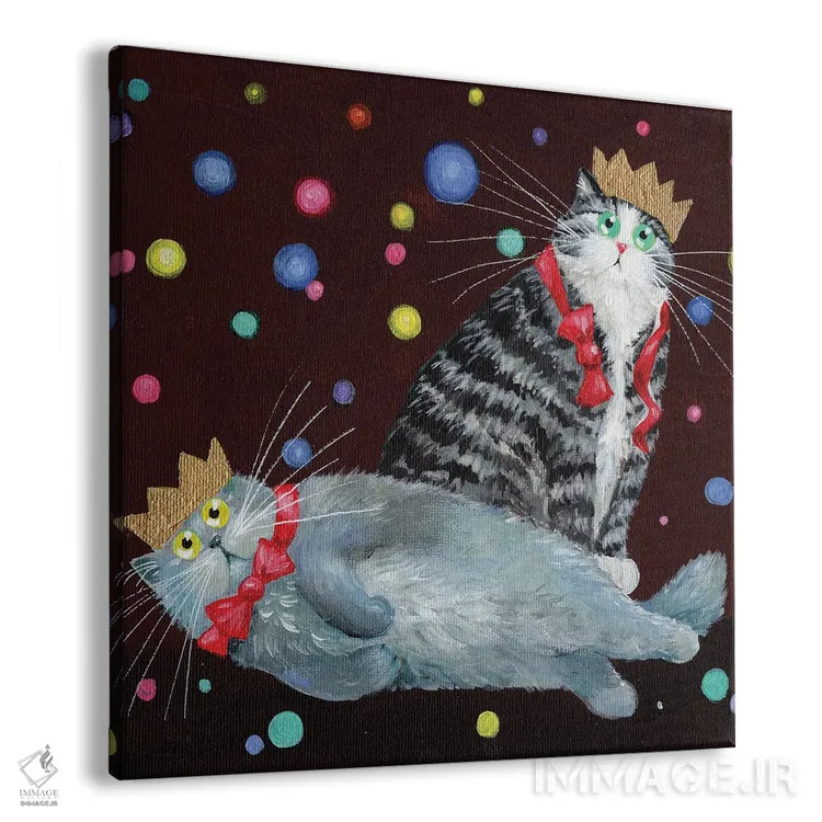 تابلو دکوراتیو گربه های مهمانی اثر کیم هاسکینز - نمای پرسپکتیو محصول