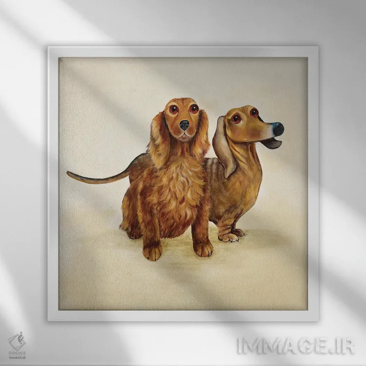 تابلو دکوراتیو نیکا و جت اثر کیم هاسکینز - نمای قابدار سفید