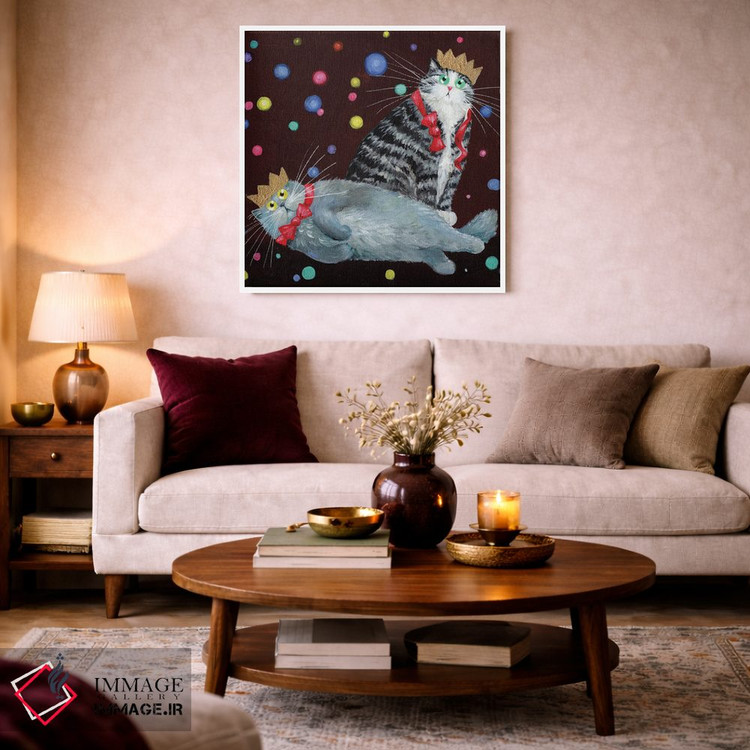 تابلو دکوراتیو گربه های مهمانی اثر کیم هاسکینز - D2W