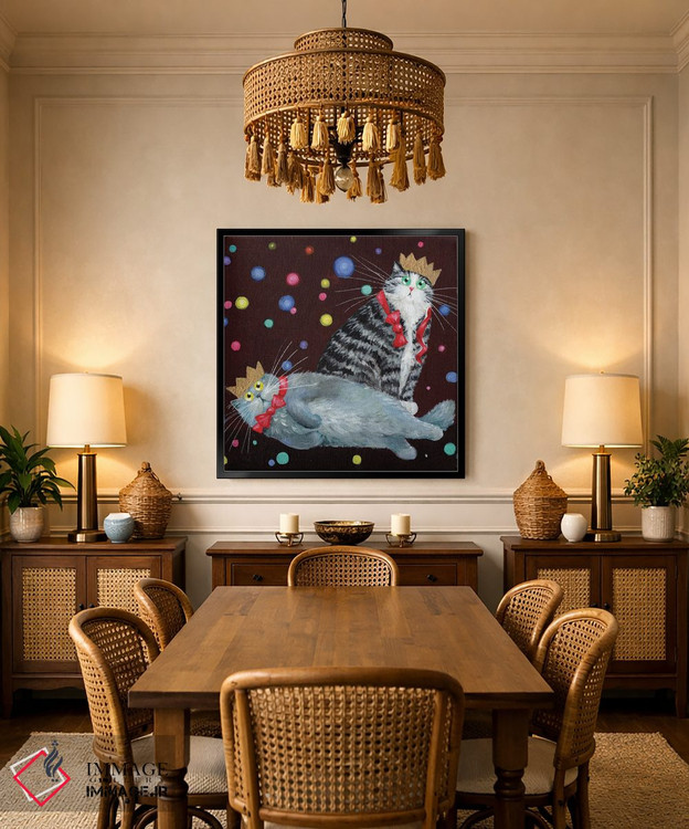 تابلو دکوراتیو گربه های مهمانی اثر کیم هاسکینز - D3B
