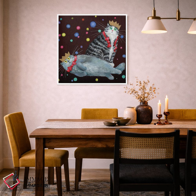 تابلو دکوراتیو گربه های مهمانی اثر کیم هاسکینز - D4W