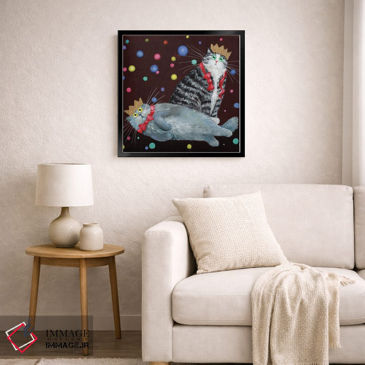 تابلو دکوراتیو گربه های مهمانی اثر کیم هاسکینز - D6B