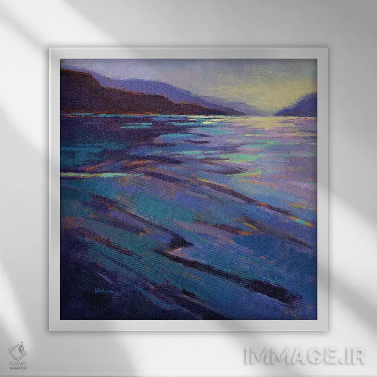 تابلو دکوراتیو جایی که نهنگ ها بازی می کنند ۳ اثر کانی کیم - نمای قابدار سفید