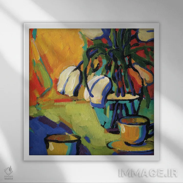 تابلو دکوراتیو چای برای دو نفر اثر کانی کیم - نمای قابدار سفید