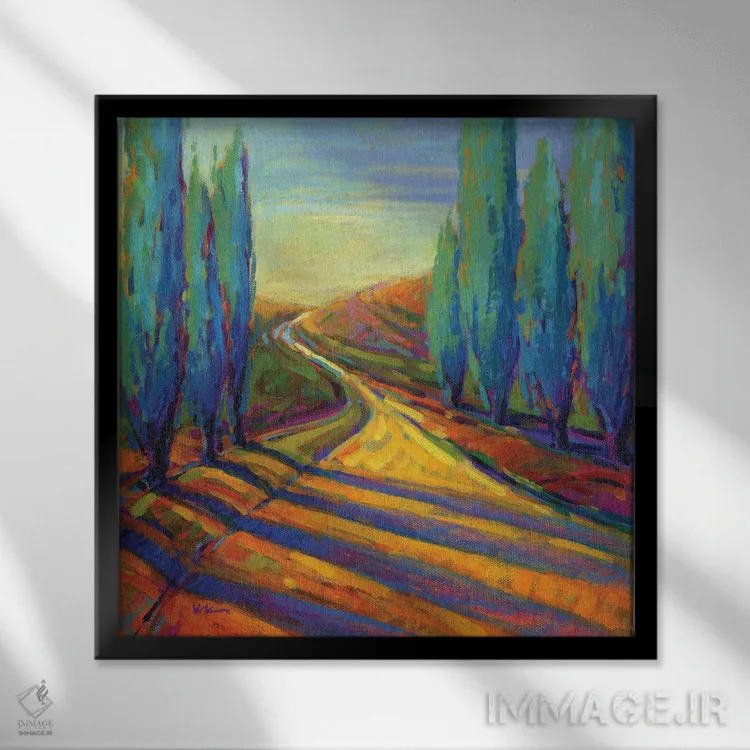 تابلو دکوراتیو سایه های بعدازظهر دو اثر کانی کیم - نمای قابدار مشکی