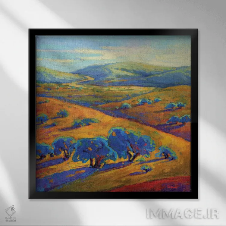 تابلو دکوراتیو تپه های موج دار یک اثر کانی کیم - نمای قابدار مشکی