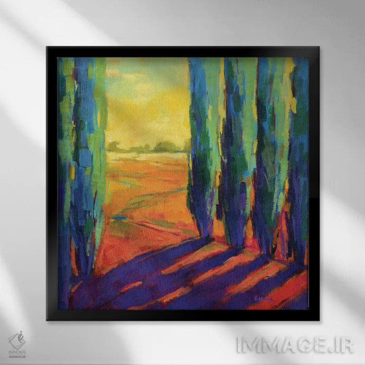 تابلو دکوراتیو رنگ های تابستان ۳ اثر کانی کیم - نمای قابدار مشکی