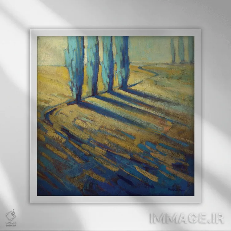 تابلو دکوراتیو تیل اثر کانی کیم - نمای قابدار سفید