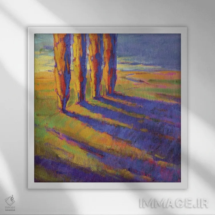 تابلو دکوراتیو رنگ های تابستان پنج اثر کانی کیم - نمای قابدار سفید