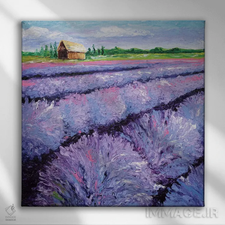 تابلو دکوراتیو نسیم اسطوخودوس سه لتی یک اثر کیمبرلی آدامز - نمای روبهرو روی دیوار