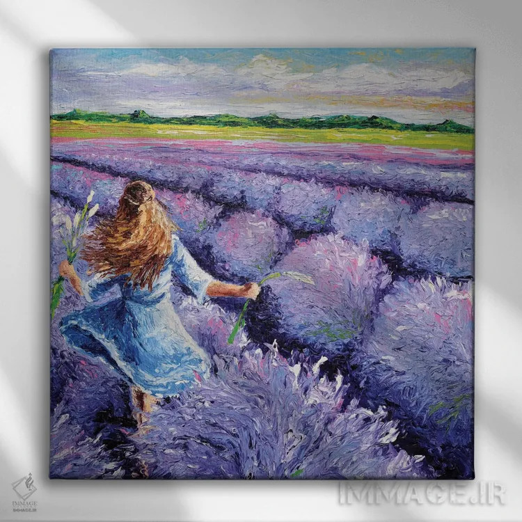 تابلو دکوراتیو نسیم اسطوخودوس سه لتی سه اثر کیمبرلی آدامز - نمای روبهرو روی دیوار