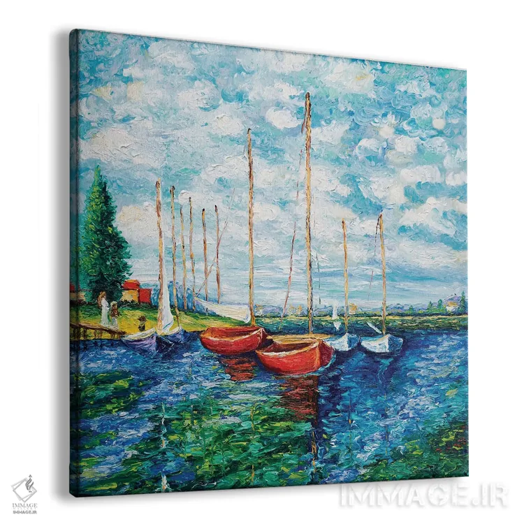 تابلو دکوراتیو قایق های قرمز اثر کیمبرلی آدامز - نمای پرسپکتیو محصول