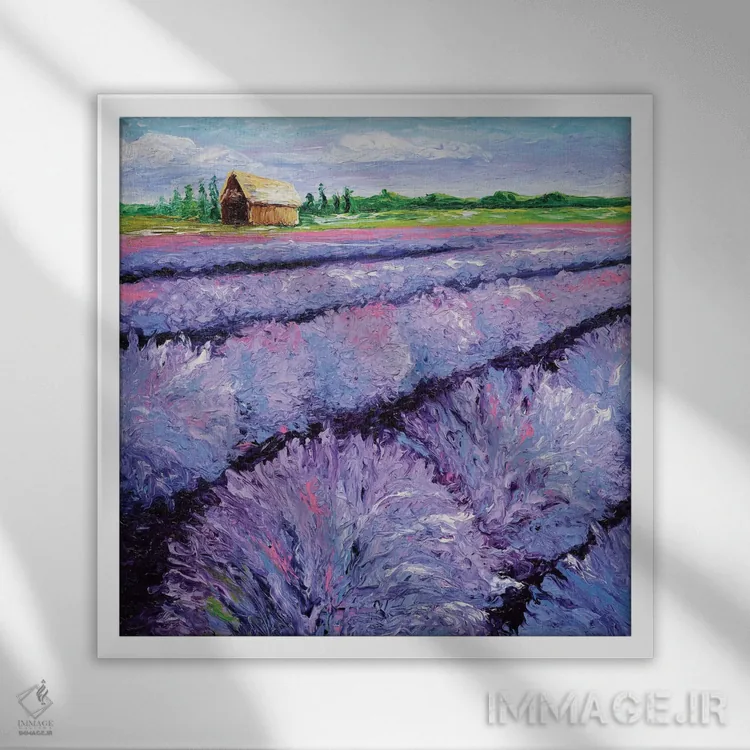 تابلو دکوراتیو نسیم اسطوخودوس سه لتی یک اثر کیمبرلی آدامز - نمای قابدار سفید