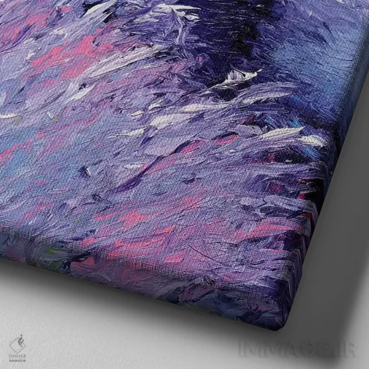 تابلو دکوراتیو نسیم اسطوخودوس سه لتی دو اثر کیمبرلی آدامز - نمای نزدیک بافت بوم