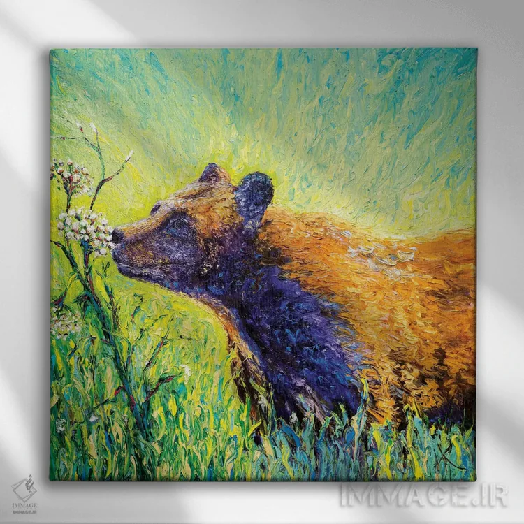 تابلو دکوراتیو خرس درخت شوکران اثر کیمبرلی آدامز - نمای روبهرو روی دیوار