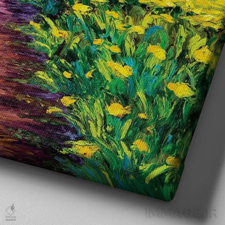 تابلو دکوراتیو مزارع طلایی اثر کیمبرلی آدامز - نمای نزدیک بافت بوم