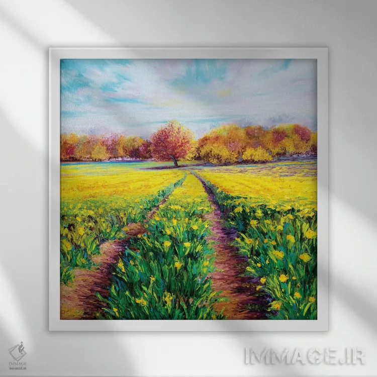 تابلو دکوراتیو مزارع طلایی اثر کیمبرلی آدامز - نمای قابدار سفید