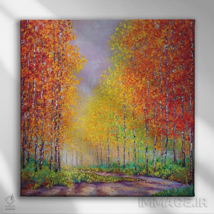 تابلو دکوراتیو درختان آسپن در پاییز اثر کیمبرلی آدامز - نمای روبهرو روی دیوار