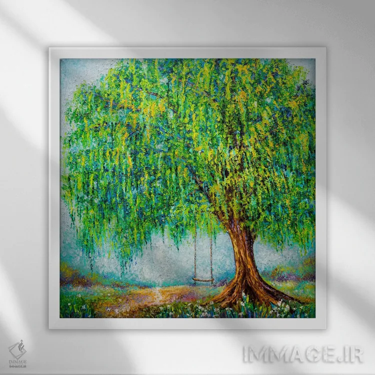 تابلو دکوراتیو زیر درخت بید اثر کیمبرلی آدامز - نمای قابدار سفید